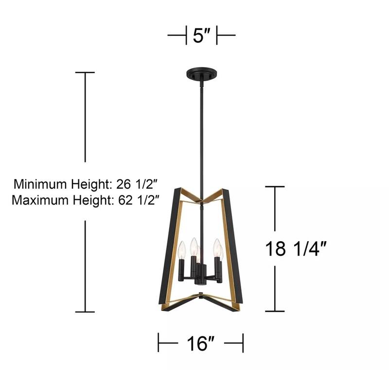 16" Wide Black and Gold 5-Light Pendant - 16" x 18"