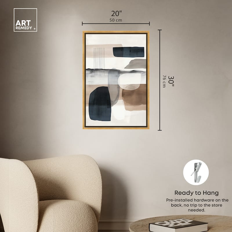 Art Remedy Layers Of Depth Framed Abstract Shapes 1 Piece Canvas Wall Art