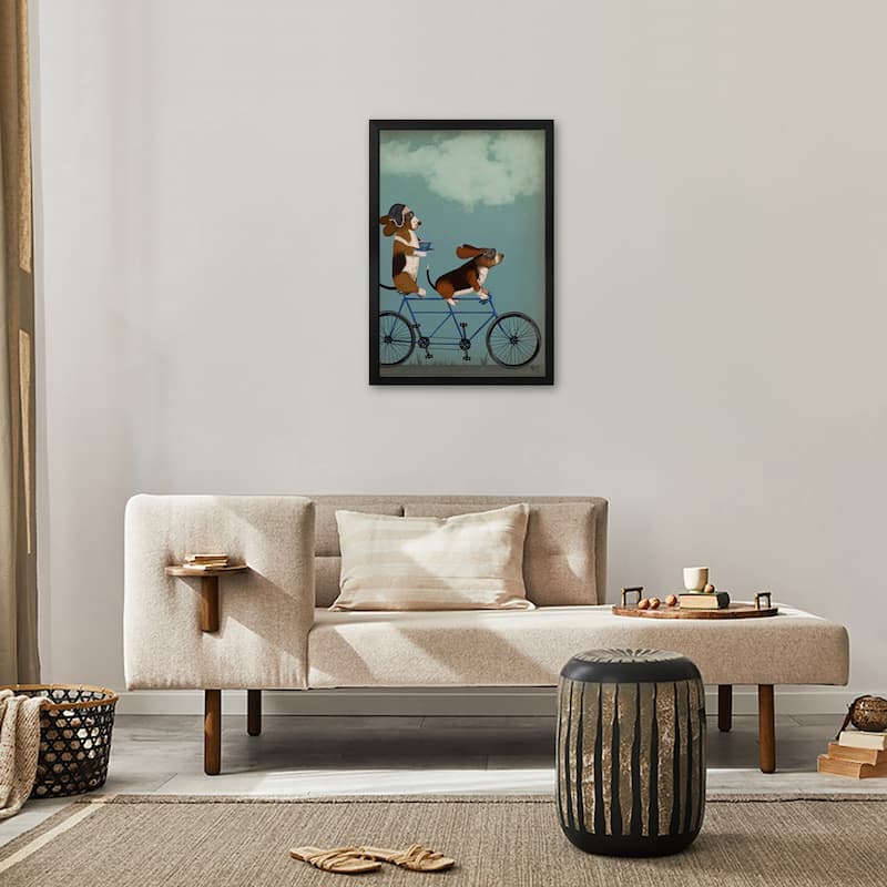 Basset Hound Tandem Premium Framed Poster by Fab Funky