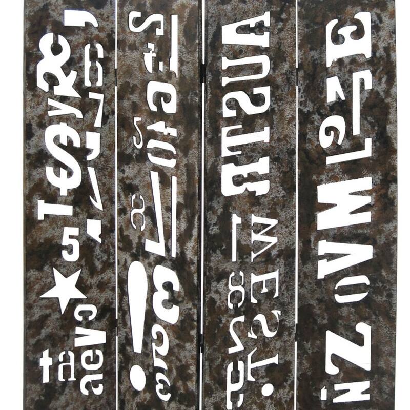 Modern 4 Panel Foldable Screen with Graffiti Print, Gray and White