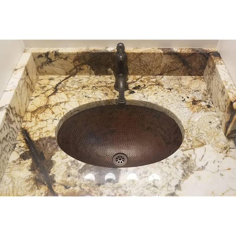 19-in Oval Under Counter Hammered Copper Bathroom Sink (LO19FDB)
