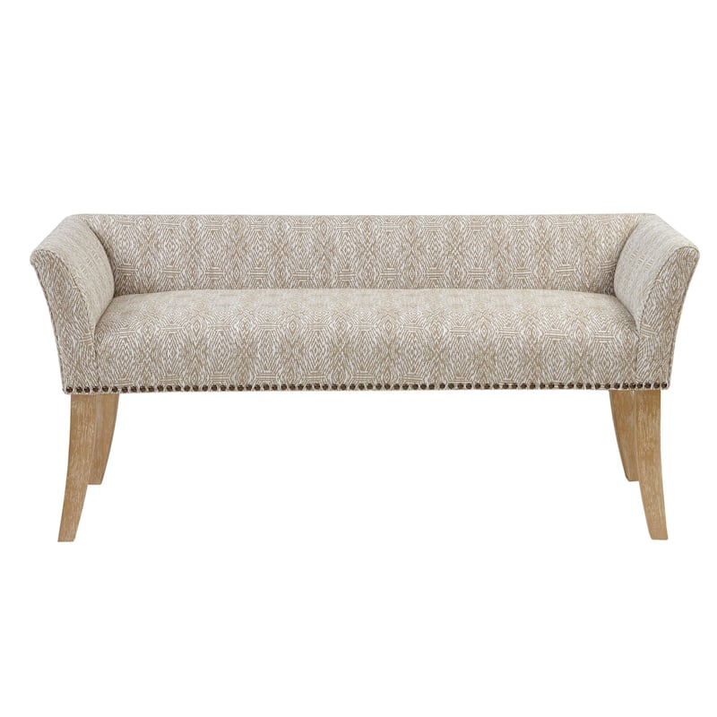 Madison Park Welburn 49.5" Upholstered Bench with Back & Wood Legs