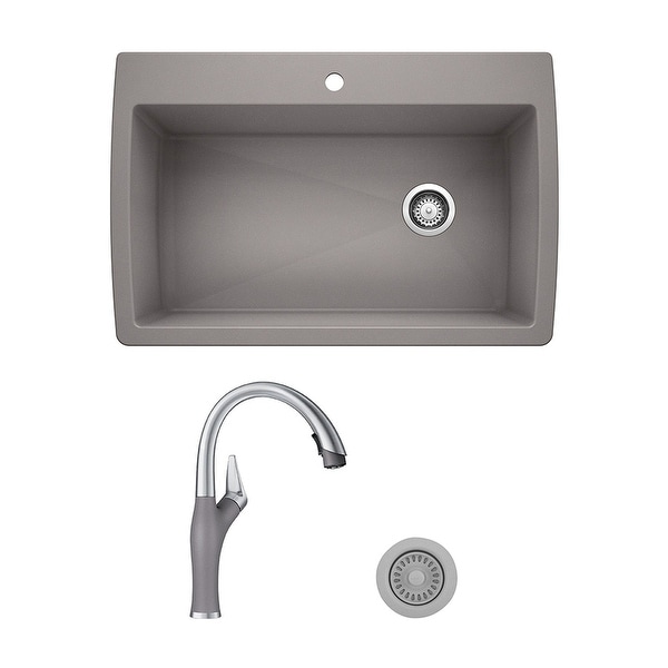 Blanco Diamond/Artona Dual Mount Kitchen Sink and Faucet Set and Strainer - N/A. Opens flyout.