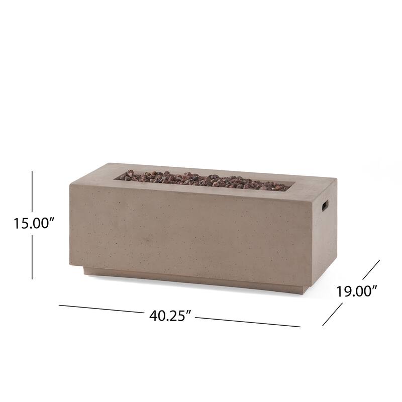 19 in. W x 40.25 in. L x 15 in. H Concrete Rectangle Propane Gas Burning Outdoor Fire Pit