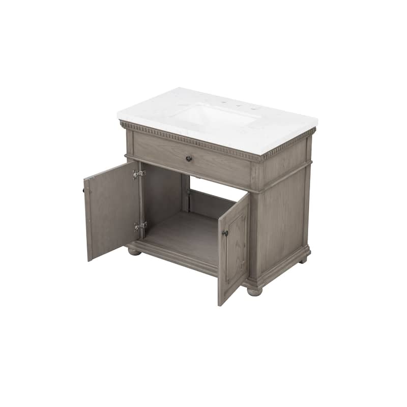 37'' Astoria Bathroom Vanity with Engineered Stone Top - 37 L x 22 D x 34 H