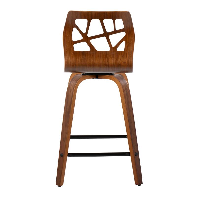 Carson Carrington Sala 24" Fixed-Height Counter Stool with Bent Wood Legs & Square Footrest (Set of 2)
