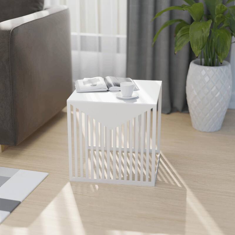 LeisureMod Cisco Modern Square Powder-Coated Steel Finish Side Table - 15.8