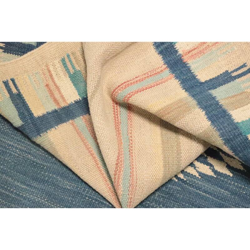 Hand Woven Oriental 100% Wool Carpet Southwestern Tribal Multi-Colored Kilim Runner Rug - 11' 5'' X 2' 5''