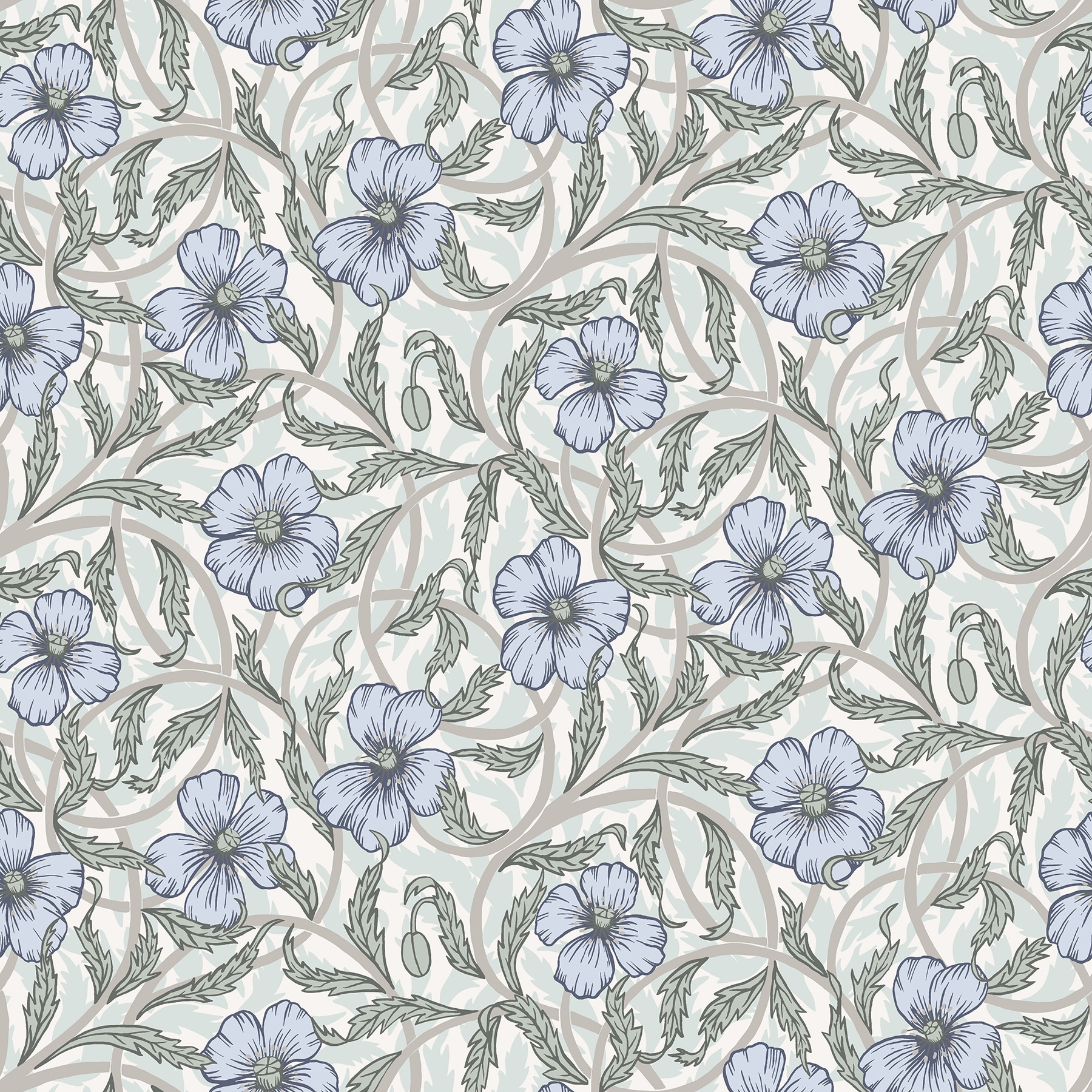 A-Street Prints Imogen Light Blue Floral Wallpaper