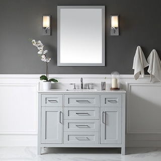 Tahoe 48in. Vanity in Dove Grey with White Cultured Marble Top and ...