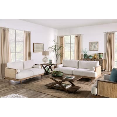 Jacques Mid Century Modern Rattan 3-piece Living Room Set by Furniture of America