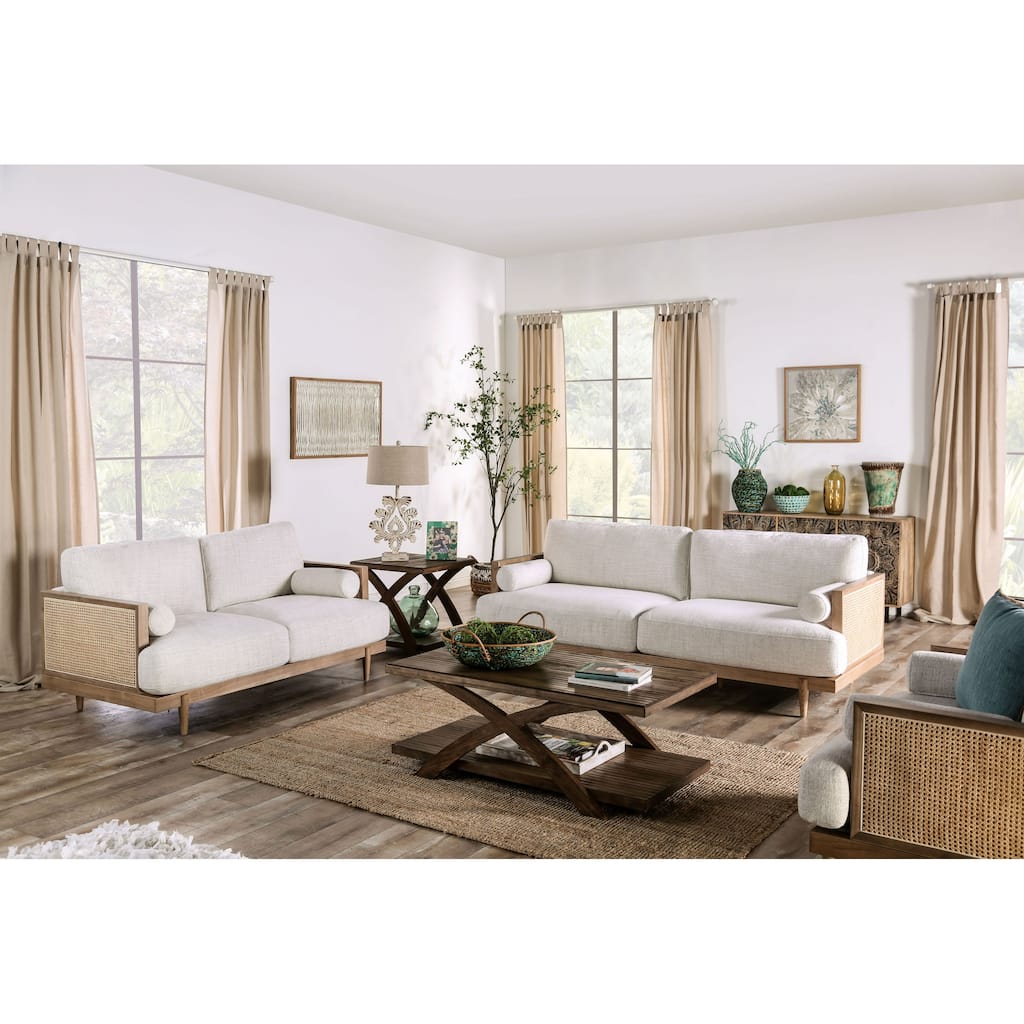 Jacques Mid Century Modern Rattan 3-piece Living Room Set by Furniture of America