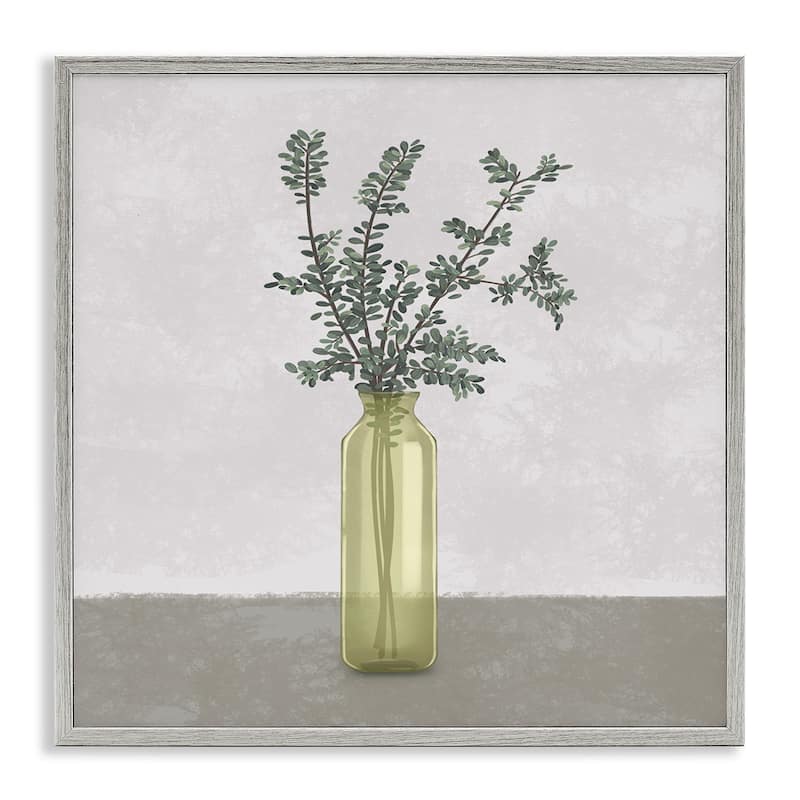 Stupell Plant in Vase Neutral Grey Design Framed Giclee Art Design By Ziwei Li - 24 x 24 - Grey