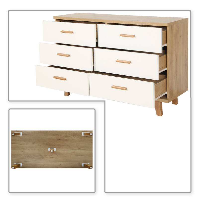Modern Farmhouse Style Wooden Dresser with Wooden Handles