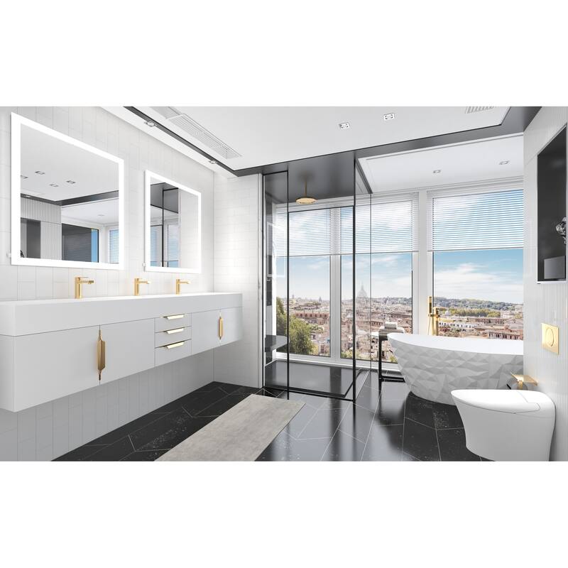 Nile 84" Wall Mounted Bathroom Vanity Set w/ White Top