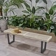 preview thumbnail 6 of 18, Fresno Outdoor Acacia Dining Bench by Christopher Knight Home - N/A brushed light gray finish, black