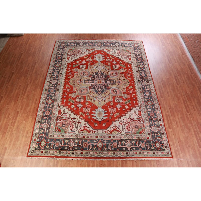 Palace Size Heriz Serapi Oriental Rug Hand-Knotted Wool Carpet - 11'7" x 14'11"