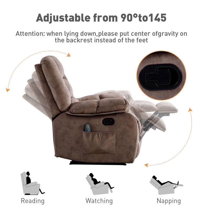 Massage and Manual Recliner Chair with Convenient pocket