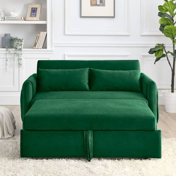 Velvet Loveseat Sofa with Pull Out Bed and 2 Pillow Bed Bath & Beyond