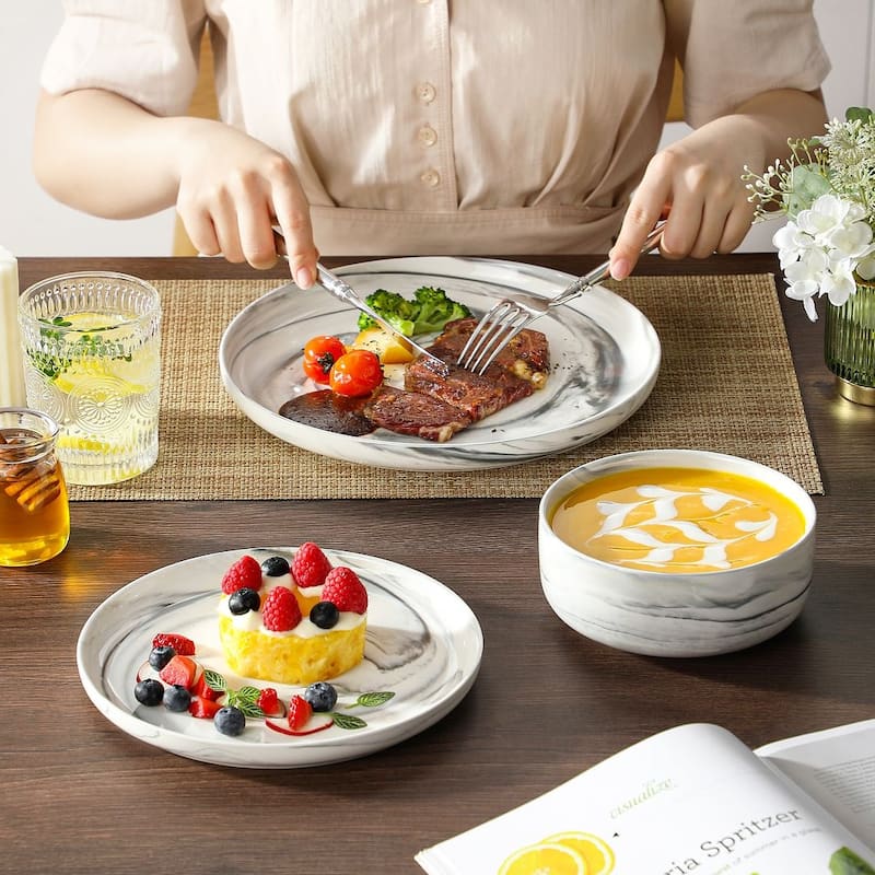 MALACASA LUNA 18-Piece Porcelain Dinnerware Set (Service for 6)