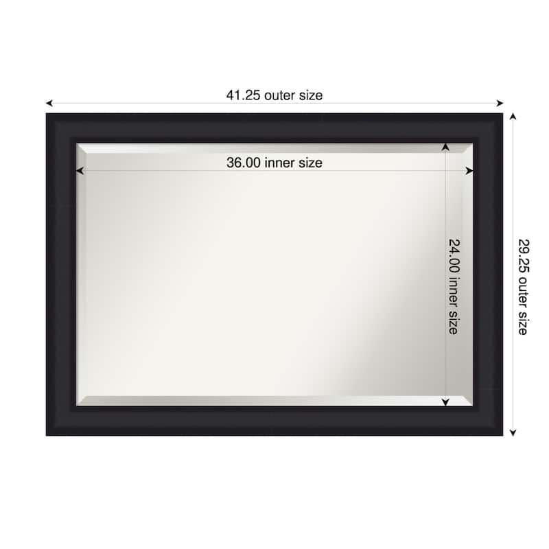 Oliver Beveled Wood Framed Bathroom Vanity Wall Mirror - 41 x 29 in - Oliver Black