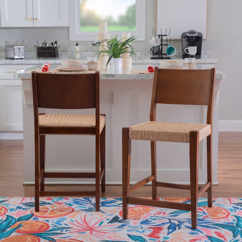 Caelan Seagrass 24-Inch Counter Stool (Set of 2)