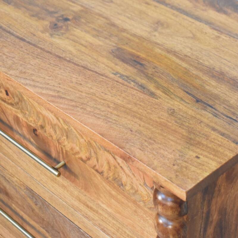 Artisan Furniture Solid Wood Spindle 3-Drawer Chest, Brown