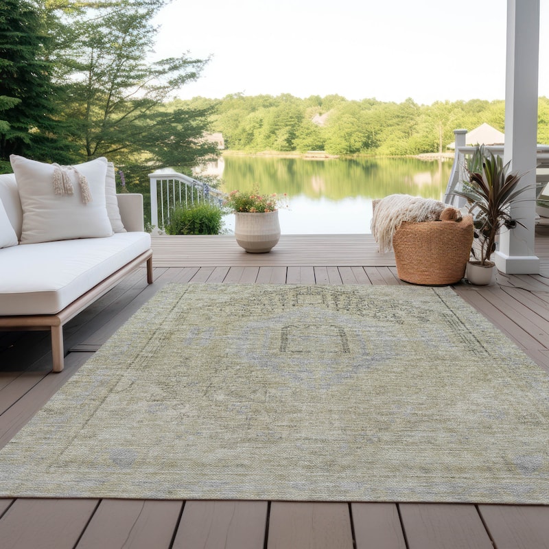 Machine Washable Indoor/ Outdoor Boho Vintage Chantille Rug