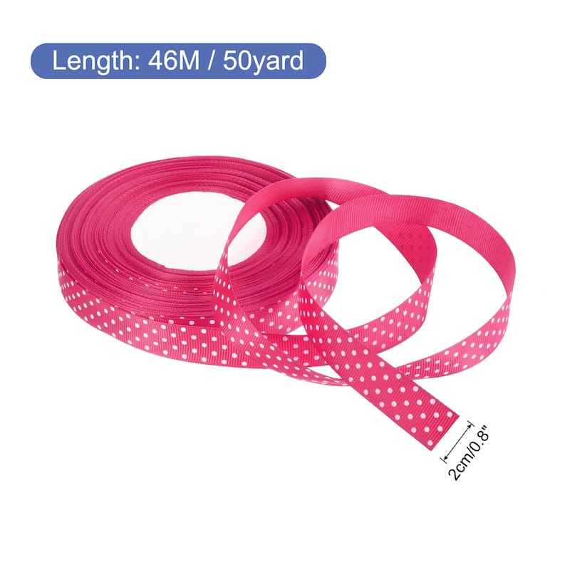 Grosgrain Ribbons with Dots Ribbon Bow Decoration - Bright Purple - 50 Yards 3/4 Inch