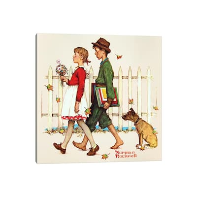 iCanvas "Young Love - Walking to School" by Norman Rockwell Canvas Print