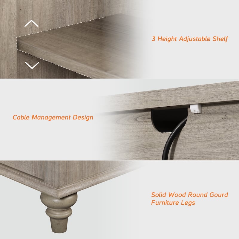 Farmhouse Sideboard with Glass Door, Buffet & cabinet for Kitchen