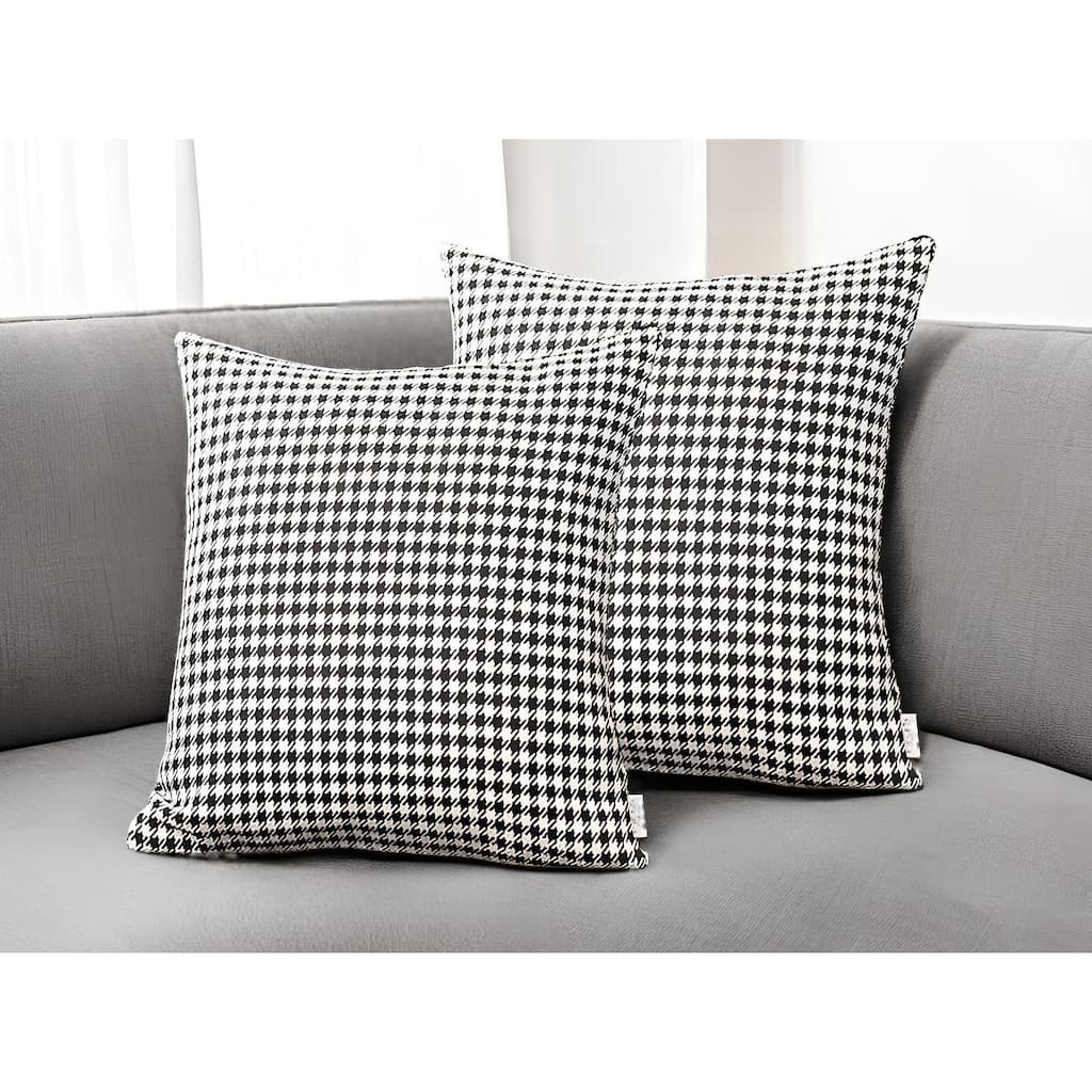 HomeRoots Set Of Two 18" X 18" Grey Polyester Houndstooth Zippered Pillow