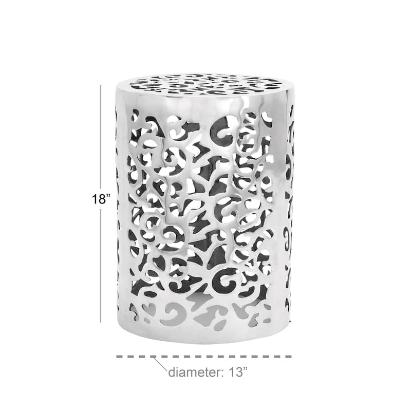 Aluminum Metal Scroll Accent Table - Silver - Roche River Decor - 13"W x 13"L x 18"H