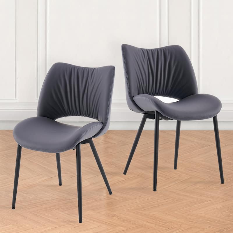 Modern PU Leather Dining Chairs Set of 2, Upholstered Kitchen Chairs