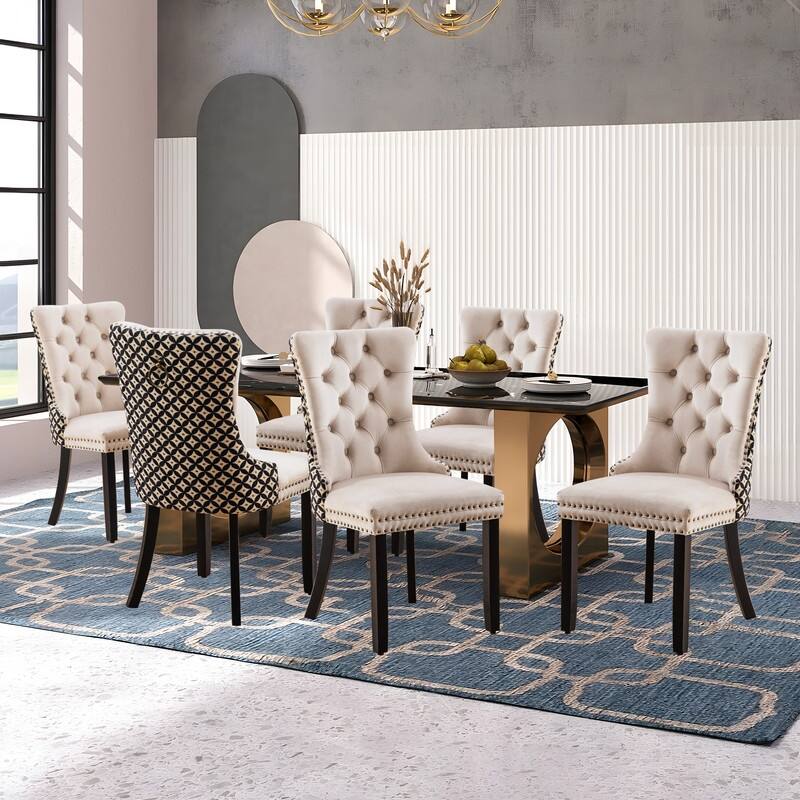 Solid Wood Velvet Upholstered Dining Chair Set of 4
