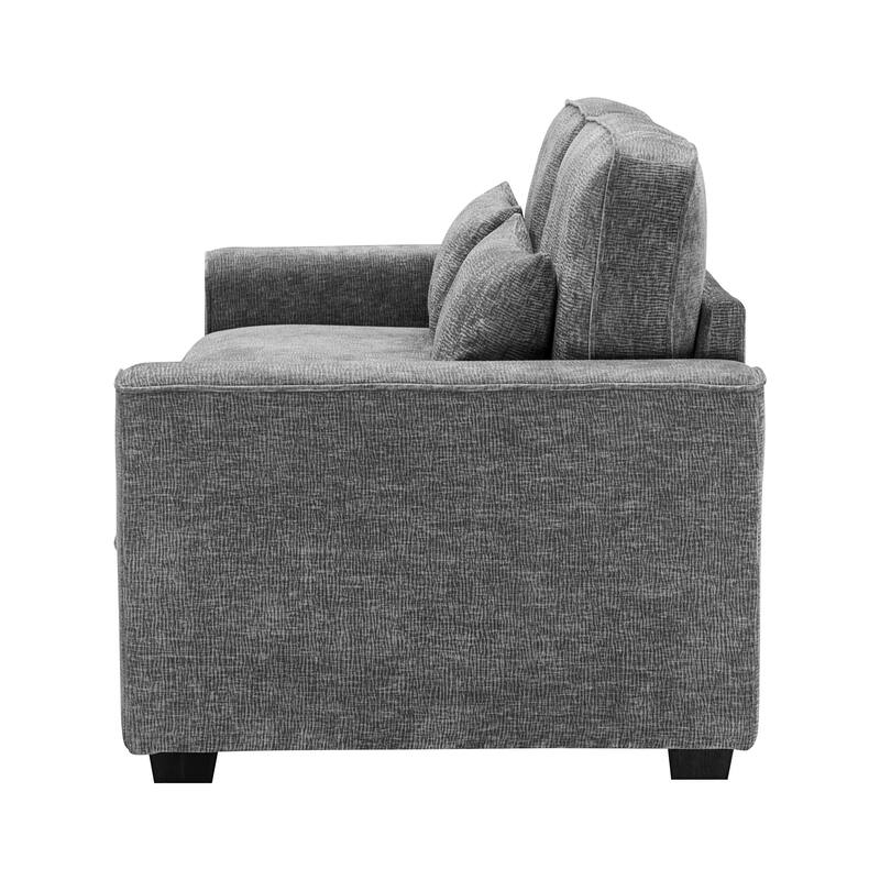 Modern Fabric Loveseat with Plush Cushions and 2 Pillow Upholstered Deep Seat Sofa, Solid Wood Frame Lounge Couch