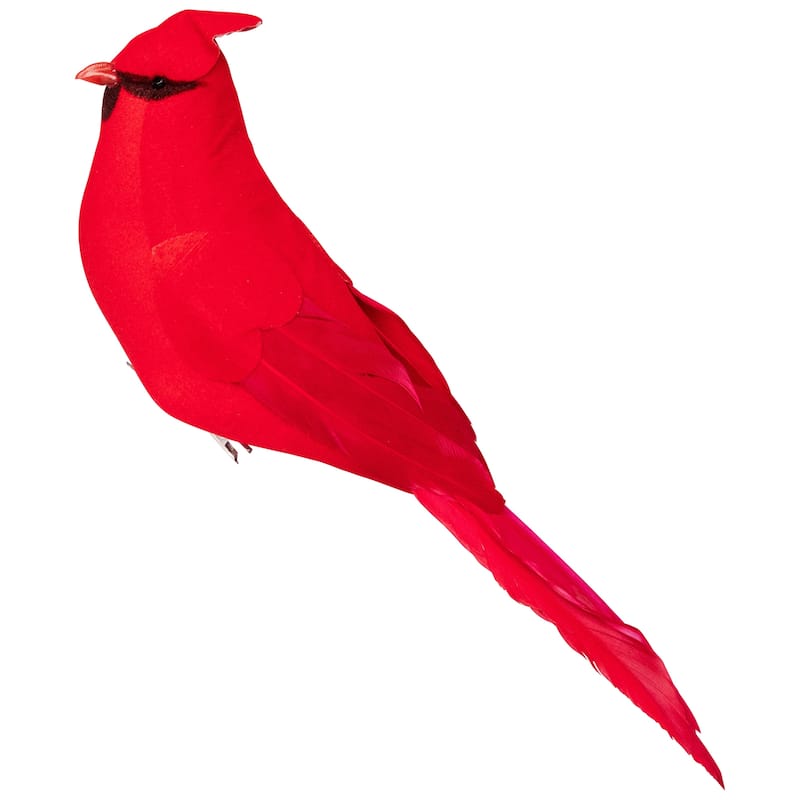Cardinal Clip-on Christmas Ornaments - 8" - Red and Black - Set of 2