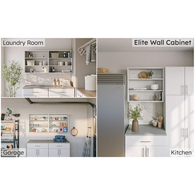 Prepac Elite 32"W Upper Cabinet, White Pantry Kitchen Storage Cabinet, Laundry Room Cabinet with 2 Adjustable Shelves
