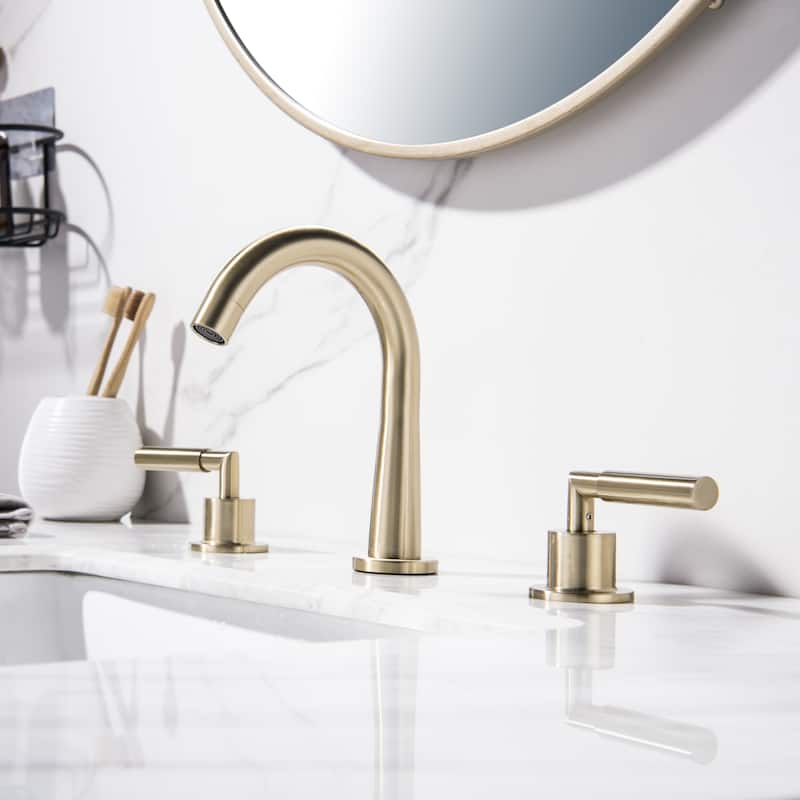Widespread Bathroom Sink Faucets, 2-Handle Bathroom Vessel Faucet in Brushed Gold