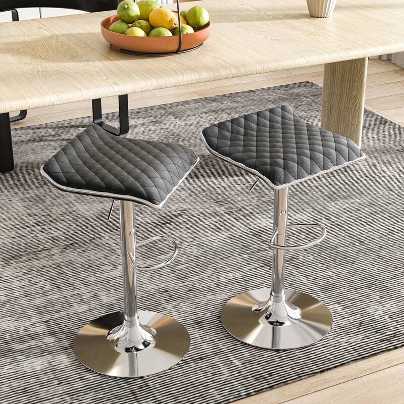 Javlergo 5-Piece Console Table and Stool Set, 70.9" Sofa Table with USB Charging Station and 4 Adjustable Swivel Chairs