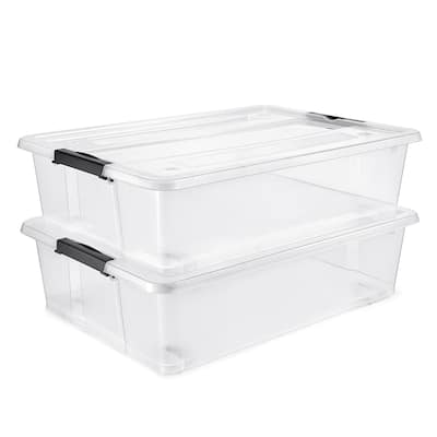 Sorbus Clear Underbed Storage Bins with Lids and Handles 40qt Capacity Organizer Boxes (2 Pack) - 25.3" L x 17.7" W x 7" H