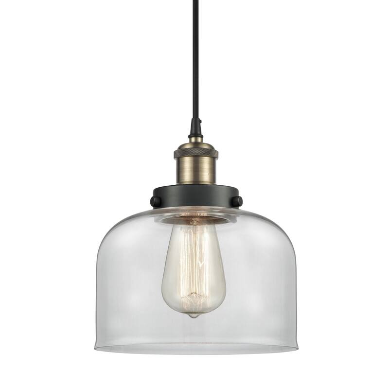 Innovations Lighting 916-1P-10-8 Bell Pendant Bell 8" Wide Mini - Black Antique Brass / Clear