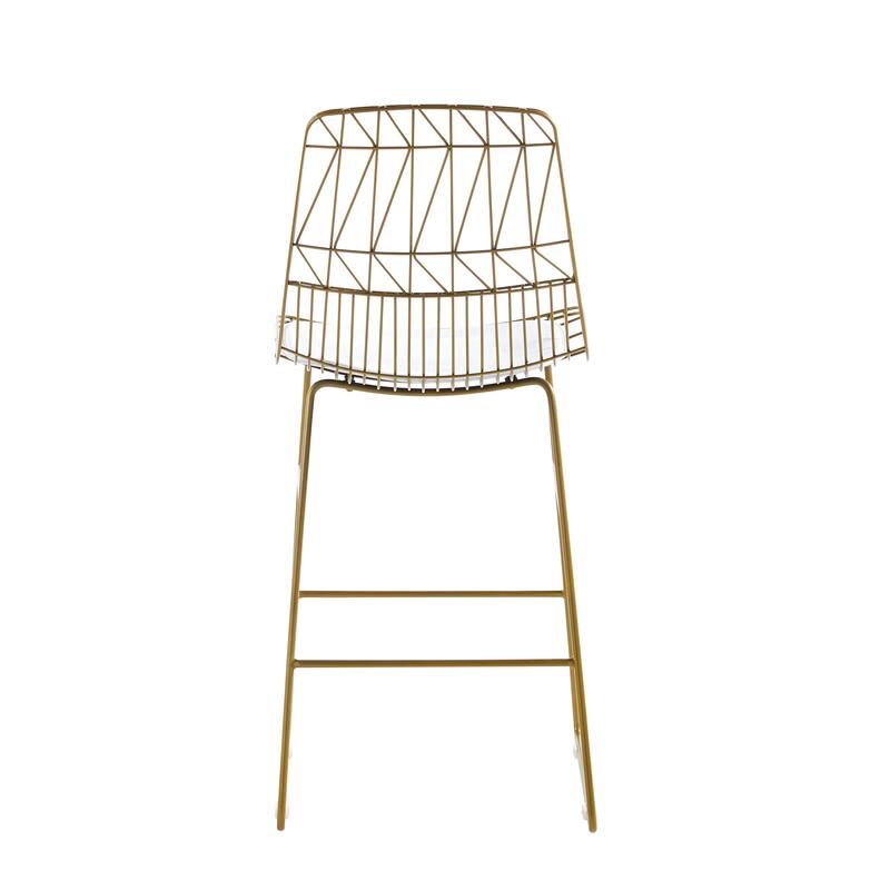 Porthos Home Asa Geometric Metal Counter Stools with PU Leather Seat Pad, Set of 2