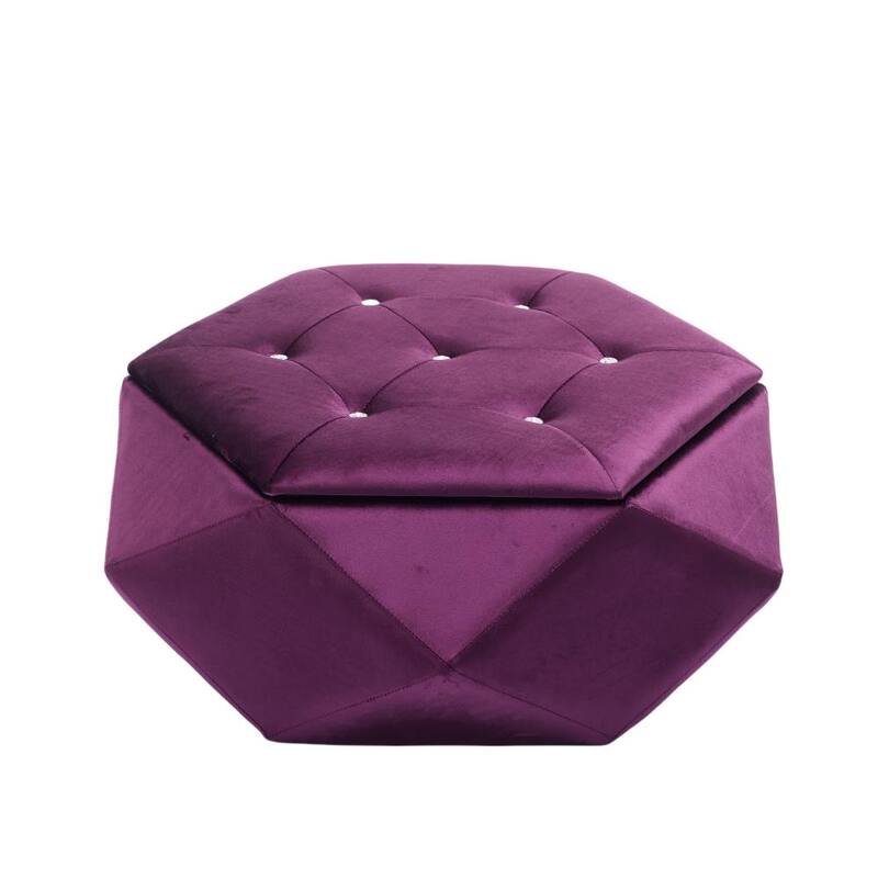 Modern Elegant Velvet Diamond Tufted Storage Ottoman for Living Room