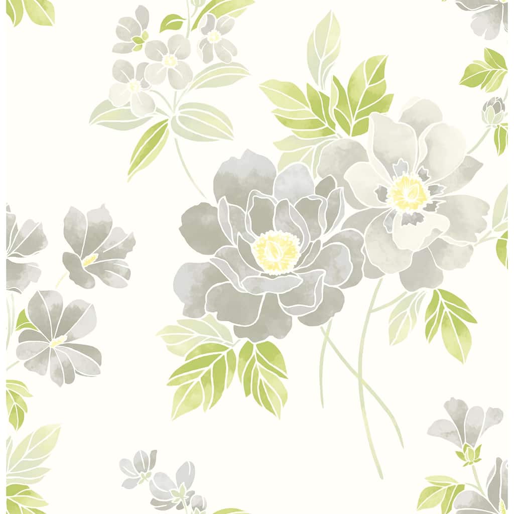 A-Street Prints Claressa Grey Floral Wallpaper