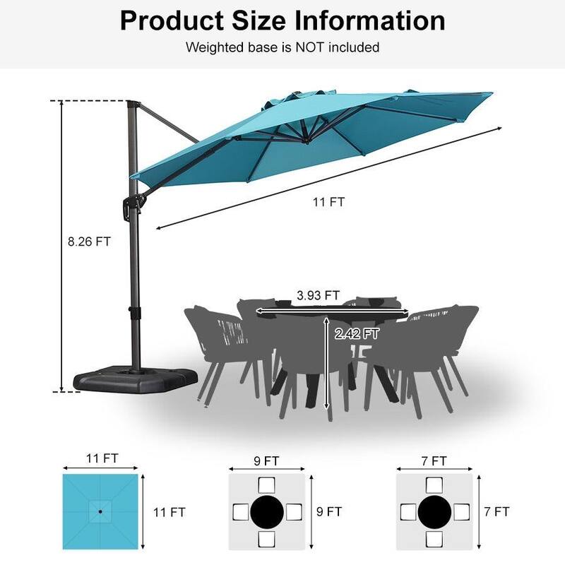 PURPLE LEAF Round 360 Degree Rotation Patio Cantilever Umbrella