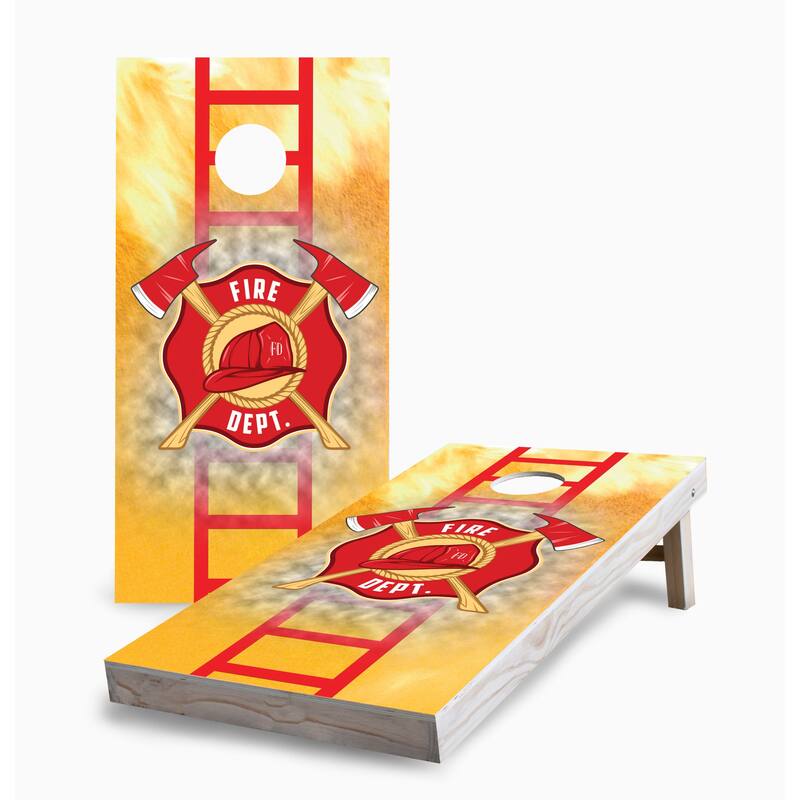 Fire Department with Ladder Corn Hole Board Set w Case & Lights - 16 Years and Up