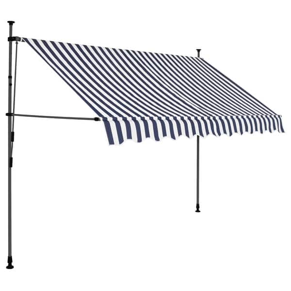Shop Vidaxl Manual Retractable Awning With Led 118 1 Blue And