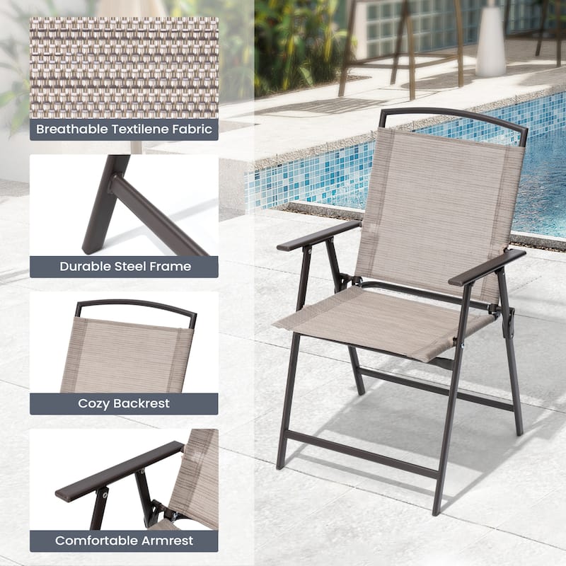 Pellebant 6 Piece Patio Set with Table, Umbrella and 4 Folding Chairs - 22.4"Wx26.8"Dx34.4"H