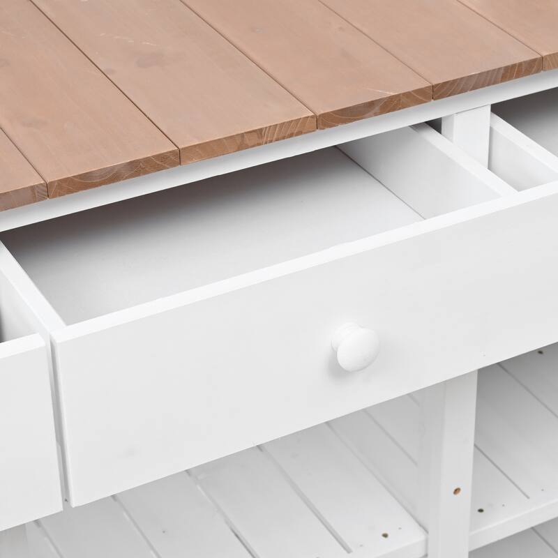 Outdoor Wood Workstation Table, Garden Potting Bench Table with Hutch, Storage Workstation with 2 Bottom Cabinets and Side Hooks